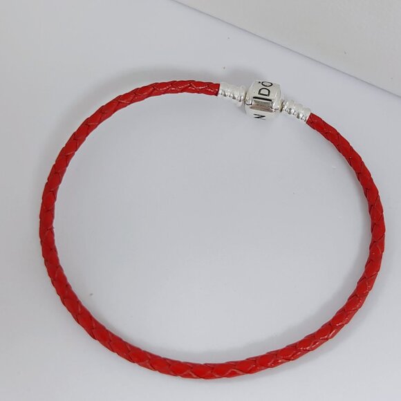 Pandora Single Red Leather Bracelet with Pandora Clasp - Picture 7 of 7